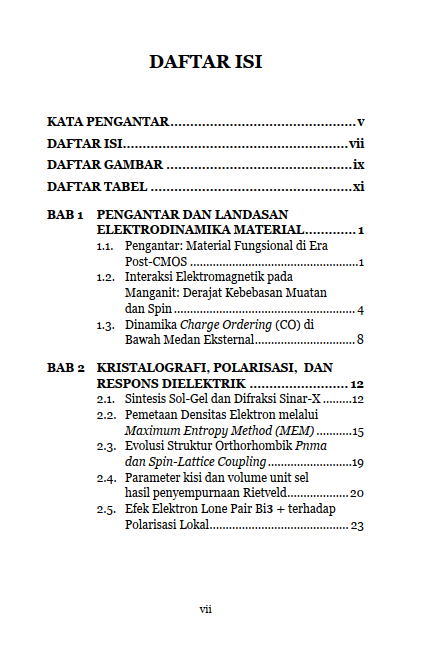 Buku Dinamika Elektromagnetik Dan Transport Muatan Pada Perovskit Manganit: Menuju Komponen Nanoelektronika Lanjut - Gambar 2