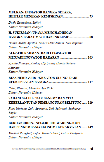 Buku Inovasi Dan Kreativitas Kepemimpinan Lokal Eksekutif dan Legislatif Bangka Belitung - Gambar 3